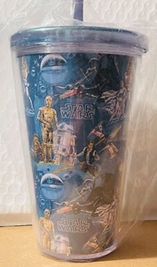 Disney STAR WARS Acrylic Drinking Cup +Re-Usable Straw (New in Factory Baggie) - Picture 1 of 5