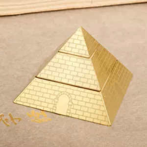 Golden Brass Egyptian Pyramid Fidget Spinner 3 Layers Rotatable Desk Decor Toys - Picture 1 of 6