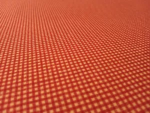 Rustic Vintage Red Gingham Print Fabric Tight Print Red Beige Cotton Primitive - Picture 1 of 2