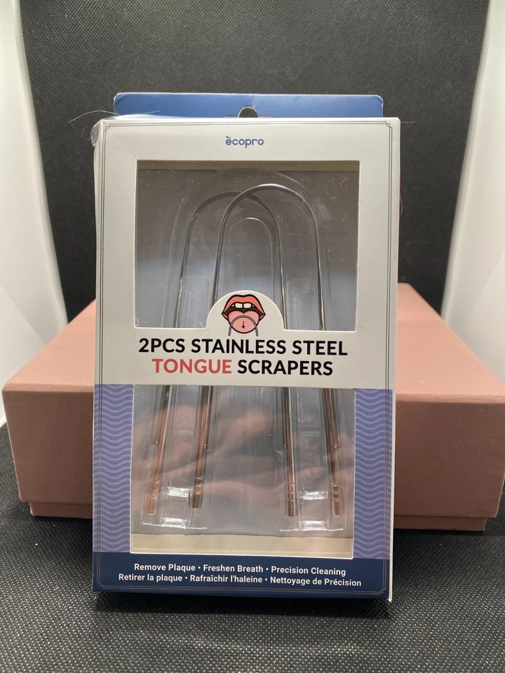 Paquete de 2 limpiadores raspadores de lengua de acero inoxidable Ecopro Foto 1 de 1