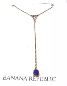 Banana Republic Women's Crystal Triangle Agate lapis Stone Y Necklace NWT 45 - Picture 1 of 7