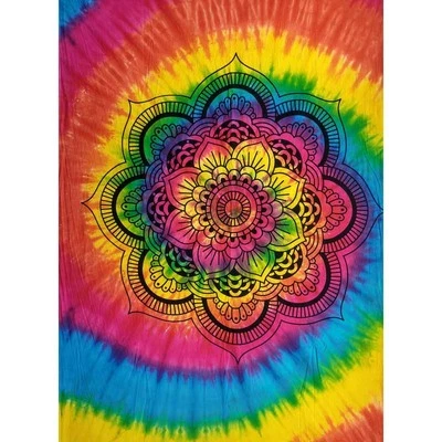 ¡NUEVO! Colcha Lotus Tie Dye tapiz colgante de pared tamaño doble - 54"x86" Foto 1 de 2