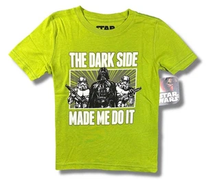 STAR WARS BOYS SHIRT - DARK SIDE SZ 4 - GREEN PRINT - TOP TEE GRAPHIC KIDS - Picture 1 of 1
