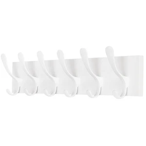 White Wooden Wall Coat Rack, 6 Hooks, Wall Mount, Hanging Coats, Hats, Clothing - Picture 1 of 6
