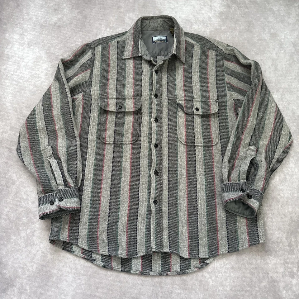 Vintage Fieldmaster Shirt Mens Large Wool Blend Striped Button Up Outdoors 90s - Image 1 of 4