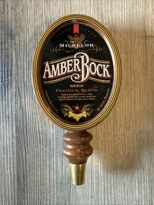 "Mango clásico de grifo de cerveza Michelob ámbar ovalado de madera y latón 8"" X 4""" - Imagen 1 de 5