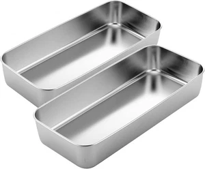Juego de 2 panes grandes de acero inoxidable 13" x 5" rectangulares antiadherentes... - Imagen 1 de 2