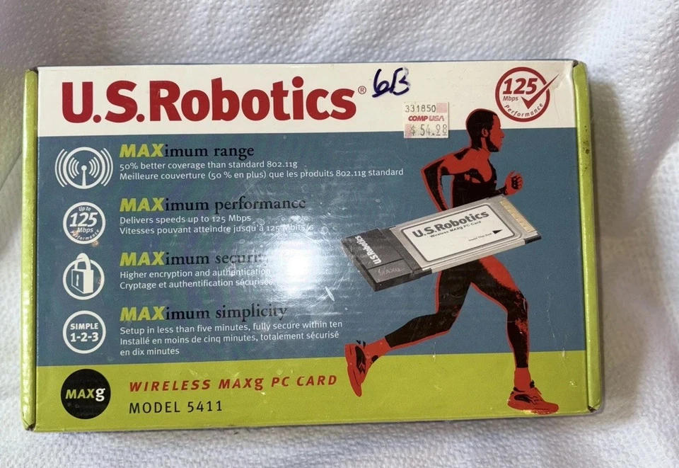 U.S. Robotics Wireless Maxg PC Card Model 5411 Factory Sealed. #0235 - Image 1 of 4