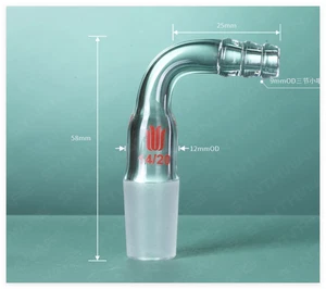 Laborglaswaren Vakuum Einsatz Gas Auslass Adapter 8-10mm Schlauch gebogen 90 Stecker Außen Joi - Bild 1 von 7