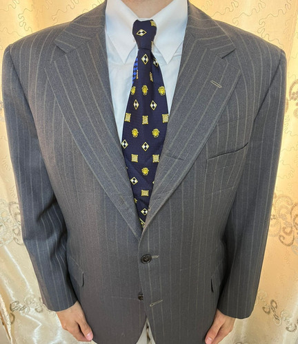 SAINT LAURENT (YSL) Blazer vintage anni 70 su misura tutto pettinato rockabilly disco grigio 44R