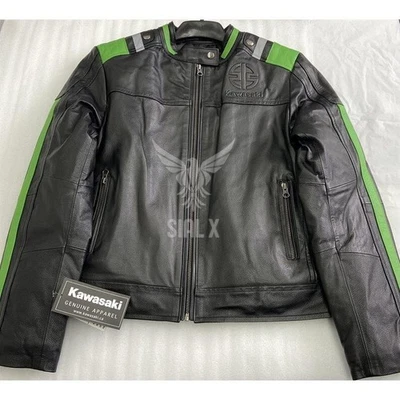 Chaqueta de cuero Kawasaki Racing Moto nueva chaqueta de motociclista Kawasaki Foto 1 de 4