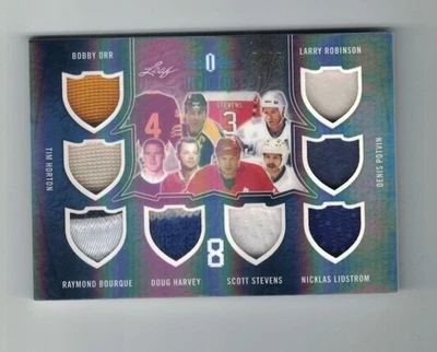 BOBBY ORR Horton BOURQUE POTVIN +4 2017-18 Leaf Invictus 8 JERSEY PATCH #2/25 - Image 1 of 2