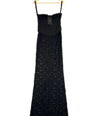 Outcast Zana Maxi Dress Size L Black Floral Lace Sheer Off Shoulder Bodycon New - image 1 of 4