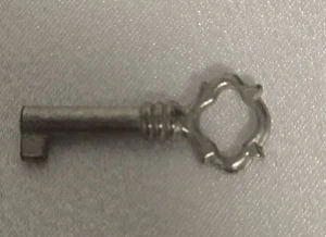 19th Century Miniature Antique Lock Key Clock Key Silver 1"  - Picture 1 of 2