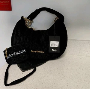 JUICY COUTUREBlack Blossom Velvet Shoulder Bag - Picture 1 of 8