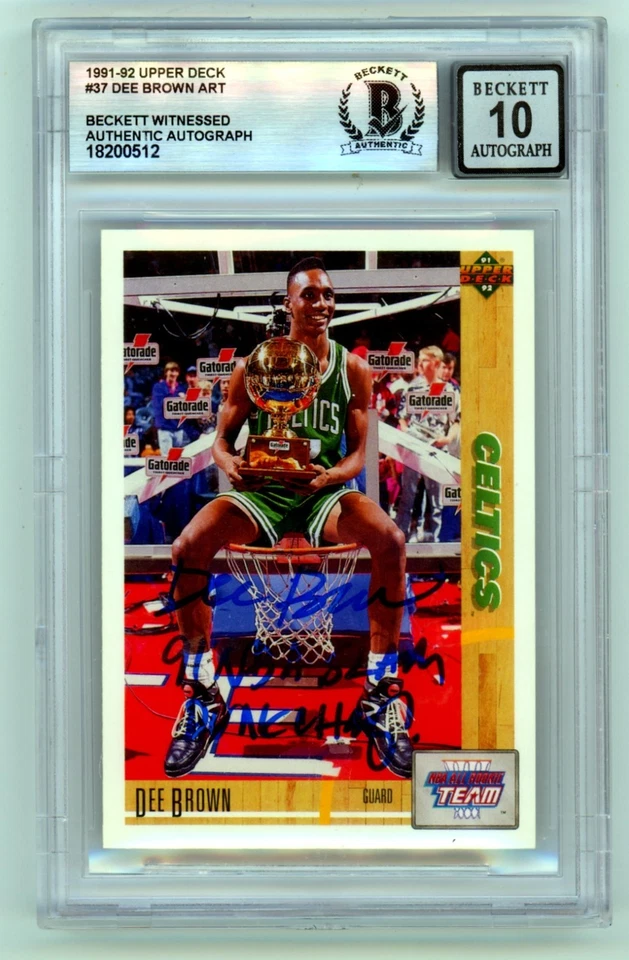 Dee Brown 1991-92 Upper Deck #37 Signed RC w/ 91 NBA Slam Dunk Champ BGS 10 Auto - Image 1 of 1