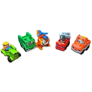 Fisher Price Little People Helicopter Recycling Fire Truck Tractor Orange Truck - Picture 1 of 4