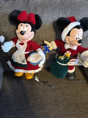 Vtg Disney Santa's Best EZ Light Animated Ornament Figure Set - Mickey & Minnie - Image 1 of 4