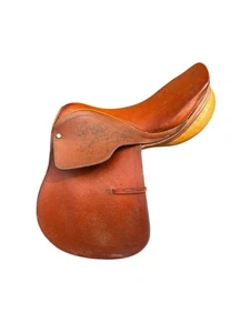Vintage 16” BT Crumo Co Prima Suisse Leather English Saddle Made In Switzerland - Picture 1 of 14