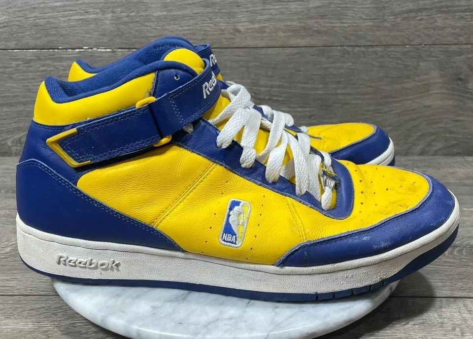 Zapatos de baloncesto de colección Reebok para hombre 14 amarillos con cordones correa D'Funkk Lakers 2004 Foto 1 de 4