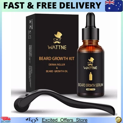 Beard Growth Kit – Beard Roller & Natural Oil Serum for Beard & Hair Regrowth - image 1 of 4