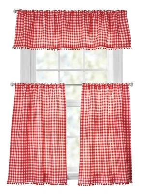NUEVO Juego de 3 piezas de cortina de ventana The Pioneer Woman GINGHAM-(2 niveles + 1 cenefa  Foto 1 de 4