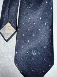 Vintage Christian Dior Logo Designer Neck Tie Classic Blue Red Business Staple - Picture 1 of 9