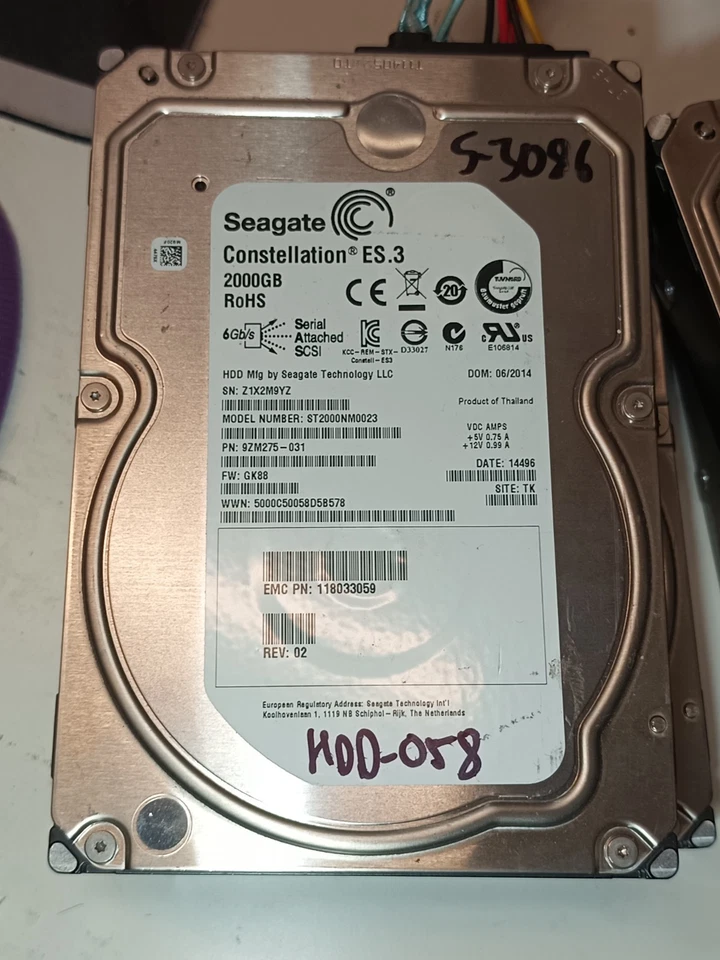 Seagate Constellation ES.3 ST2000NM0023 2TB 3.5" SAS 7.2K Hard Drive - 9ZM275-00 - Image 1 of 1