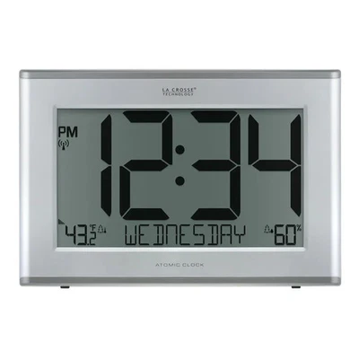 La Crosse Technology Extra-Large Atomic Digital Clock with Silver - Image 1 of 4