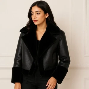 Women's B3 RAF Aviator Real Shearling Black Sheepskin Leather Flight Bomber Jack - Picture 1 of 5