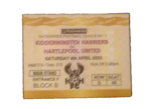 KIDDERMINSTER HARRIERS V HARTLEPOOL UNITED - BOLETO DE PARTIDO - 4/05/2003 - Imagen 1 de 1