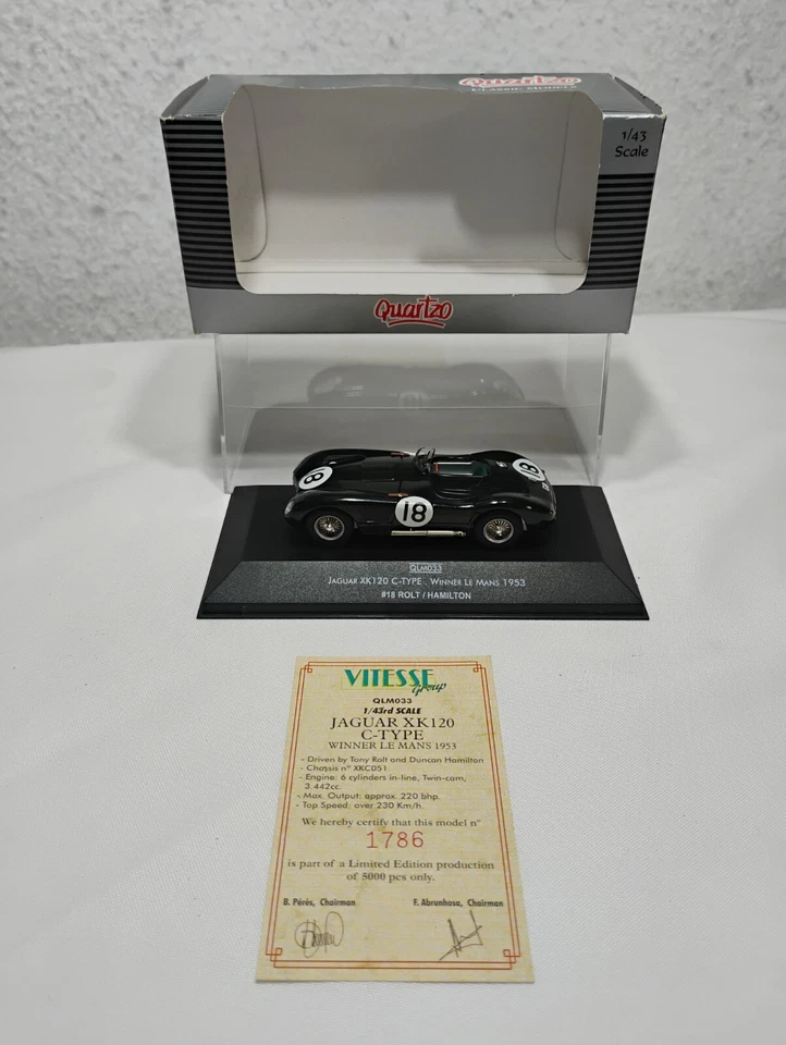 Coche Quartzo Jaguar XK 120 tipo C #18 Rolt Hamilton ganador Le Mans 1953 QLM033  Foto 1 de 4