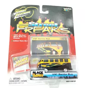 ©2004 Johnny Lightning Street Freaks VW SAMBA BUS Black w/ Flames *READ* - Picture 1 of 9