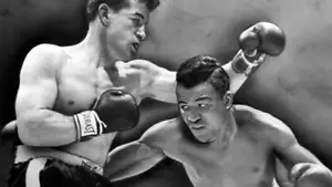 Sugar Ray Robinson vs Rocky Graziano - 1952 - Chicago Stadium - Calamita fotografica - Foto 1 di 2