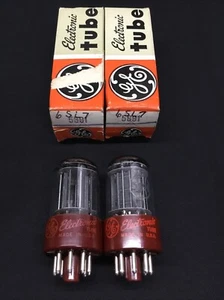 MATCHED NOS PAIR GE 5691 PREMIUM 6SL7GT Red Base BLACK PLATE VACUUM TUBES B.8813 - Picture 1 of 3