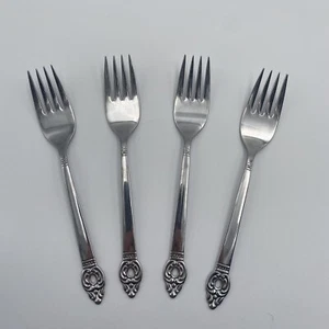 1881 Rogers Stainless Oneida Ltd DANISH COURT Dessert Forks Set of 4 - Picture 1 of 8