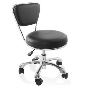 Rolling Adjustable Hydraulic Salon Stool with Backrest for Spa or Salon - Black - Picture 1 of 7
