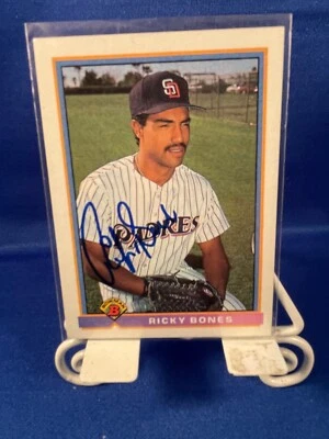 1991 Bowman #643 Ricky Bones Padres Signed Auto autograph - Image 1 of 2
