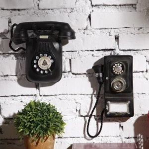 Vintage Booth Telephone Figurine Antique Rotary Wall-mounted  Pay Phone Model - Picture 1 of 5