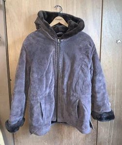 St. John’s Bay Women’s Petite Large Washable Suede Brown Coat Faux Fur Lined - Picture 1 of 6