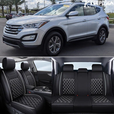 Juego completo de funda de asiento de auto deportiva de lujo de cuero PU para Hyundai Santa Fe 2013-2018 Foto 1 de 4