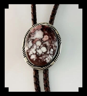 Красноватый магнезит боло ручной работы из стерлингового и дикого коня - Изображение 1 из 4