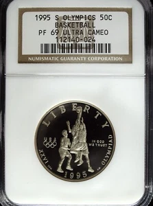 1995 S NGC PF 69 UCAM Olympics Basketball U.S. Mint Comm. Clad Half Dollar ☆☆ 24 - Picture 1 of 2