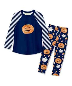 Millie+ Loves Lily Navy Long-Sleeve Raglan Tee & Laughing Pumpkins Leggings 5 - Picture 1 of 3