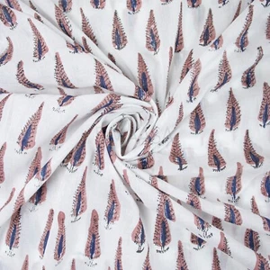 By The Yard Leaf Floral Hand Block Print Fabric Indian 100% Cotton Sewing Cloth - Picture 1 of 5