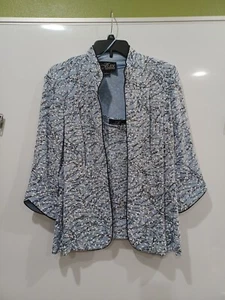 Alex Evenings Lg Textured Sparkle Tank & Mandarin Open Front Jacket Set Worn... - Picture 1 of 7