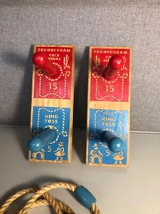 TRANSOGRAM GOLD MEDAL RING TOSS GAME DONE IN WOOD 1950s , WESTERN DECOR(290) - Picture 1 of 8