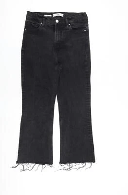 Mango Womens Black Cotton Blend Bootcut Jeans Size 12 L23  - Raw Hem - Image 1 of 4