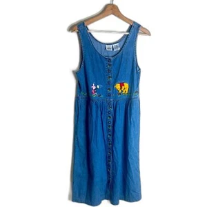 Vintage 90er Disney Winnie Puuh & Ferkel Denim Pullover Maxikleid Gr. S/M - Bild 1 von 8