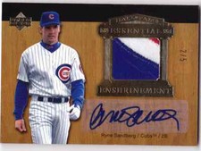 2005 Upper Deck Hall of Fame RYNE SANDBERG Auto 3 Color Patch Card #d 5 CUBS